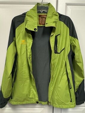 Outdoor Diamond Candy Fashion Wmns Green Gray Hooded Windbreaker Rain Jacket Med